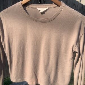 Women's Ribbed Beige Crop Top